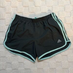 Adidas Women’s Climalite Running Shorts, Gray / Mint Green, 4” Inseam Size Small